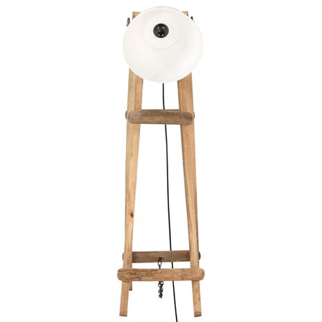 Vloerlamp E27 massief mangohout wit 4