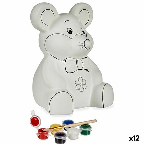 Spaarpot die je kunt verven Pincello BS1802 Keramisch Muis 14,7 x 20,8 x 16,3 cm (12 Stuks) 1