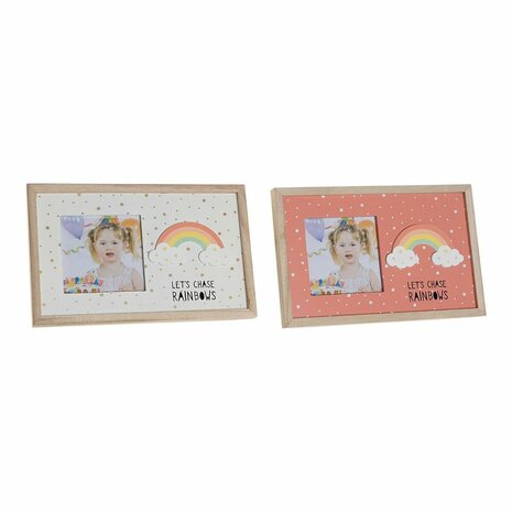 Fotolijsten DKD Home Decor Regenboog Roze Wit Kinderen Hout MDF (25 x 1 x 16 cm) (2 Stuks) 1