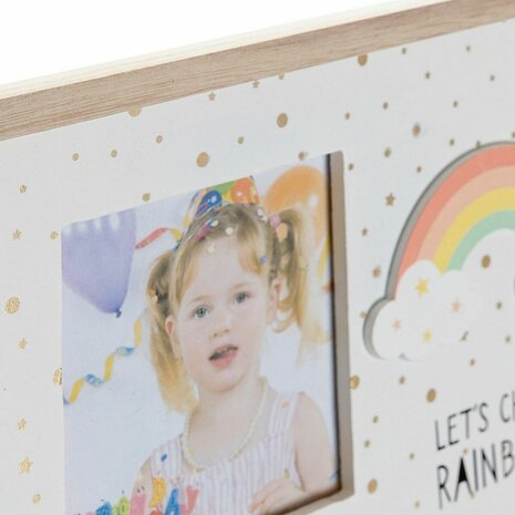 Fotolijsten DKD Home Decor Regenboog Roze Wit Kinderen Hout MDF (25 x 1 x 16 cm) (2 Stuks) 2