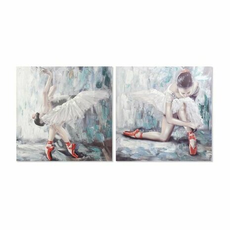 Schilderij DKD Home Decor Canvas Grijs Blauw Hout Wit (100 x 3 x 100 cm) (2 Stuks) 1