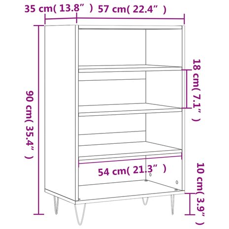 Hoge kast 57x35x90 cm bewerkt hout grijs sonoma eikenkleurig 9