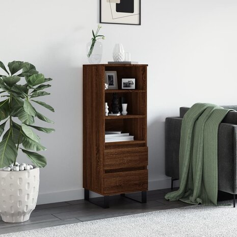 Hoge kast 40x36x110 cm bewerkt hout bruineiken 1
