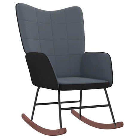 Schommelstoel met voetenbank fluweel en PVC donkergrijs 7