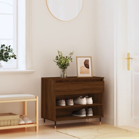 Schoenenkast 70x36x60 cm bewerkt hout bruin eikenkleur 1