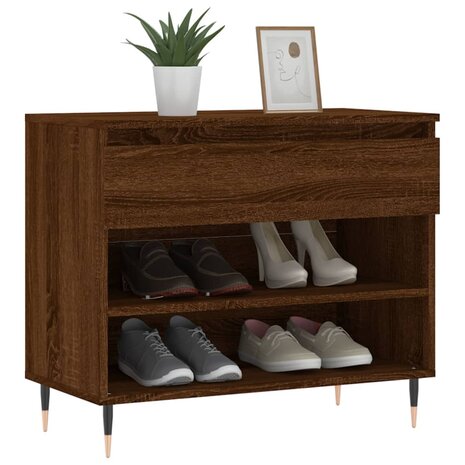 Schoenenkast 70x36x60 cm bewerkt hout bruin eikenkleur 3