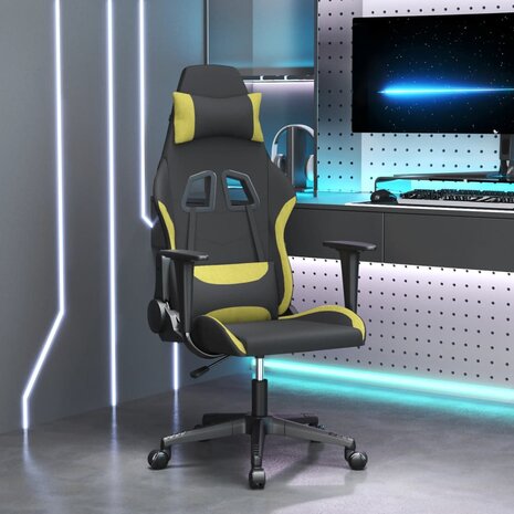 Gamestoel stof zwart en lichtgroen 1
