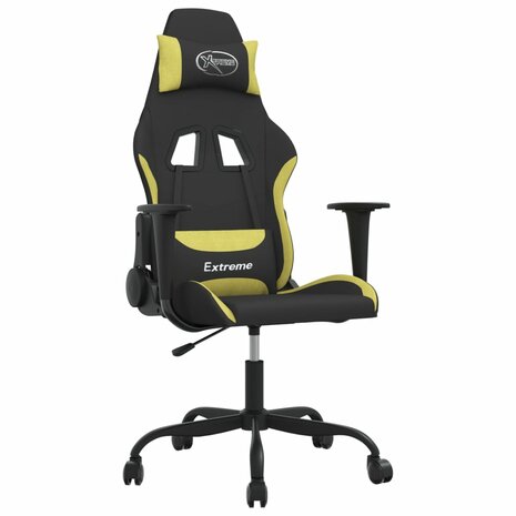 Massage gamestoel stof zwart en lichtgroen 2