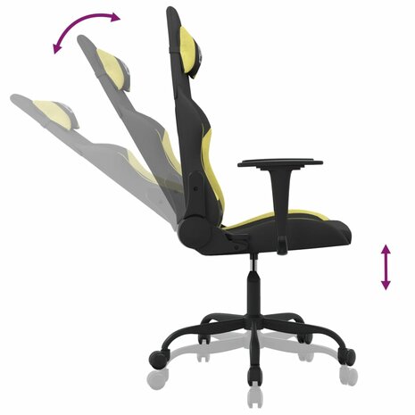 Massage gamestoel stof zwart en lichtgroen 6