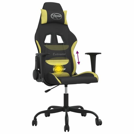 Massage gamestoel stof zwart en lichtgroen 7