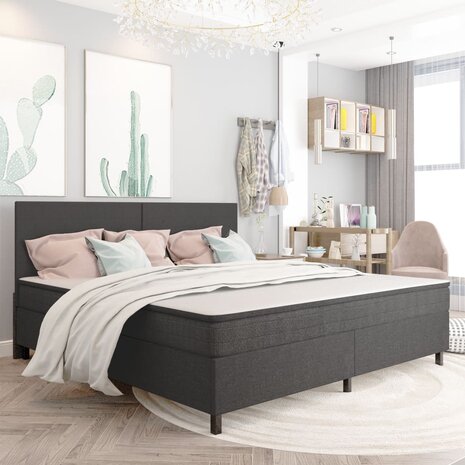 Boxspringframe stof grijs 200x200 cm 1