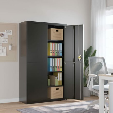 Archiefkast 105x40x180 cm staal zwart 1