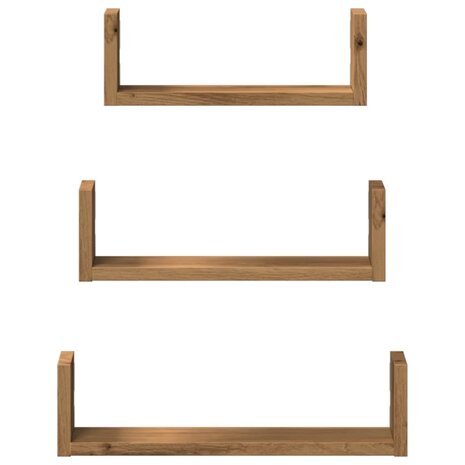 Wandschappen 3 st bewerkt hout artisanaal eiken 4
