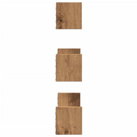 Wandschappen 3 st bewerkt hout artisanaal eiken 5