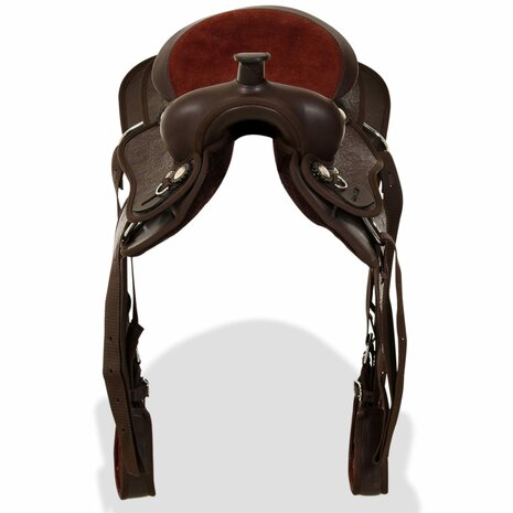 Western zadel, hoofdstel en borstriem 13" echt leer bruin 6