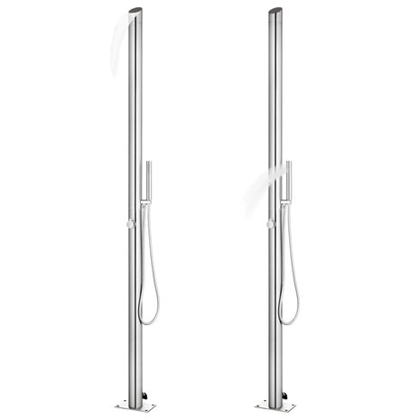 Buitendouche met bruine basis 225 cm roestvrij staal 2