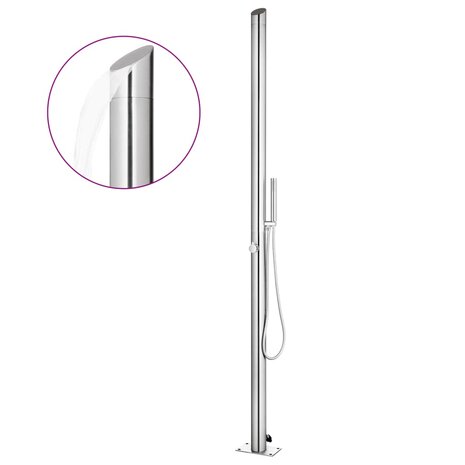Buitendouche met bruine basis 225 cm roestvrij staal 3