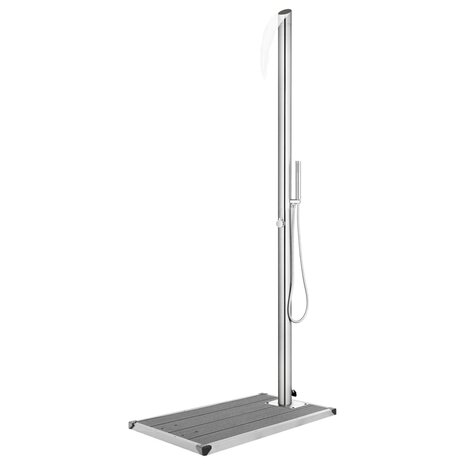 Buitendouche met grijze basis 225 cm roestvrij staal 1