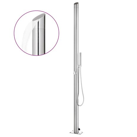 Buitendouche met grijze basis 225 cm roestvrij staal 3
