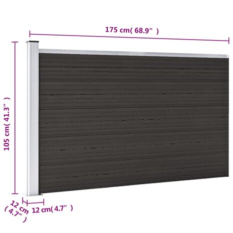Schuttingpaneel 175x105 cm HKC zwart 9