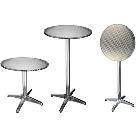 HI Bistrotafel inklapbaar rond 60x60x(58-115) cm aluminium 1