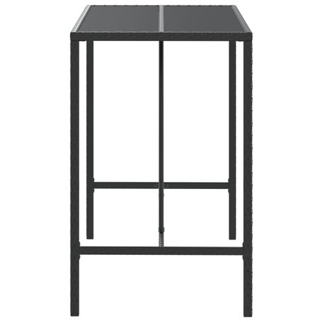 Bartafel met glazen blad 110x70x110 cm poly rattan zwart 4