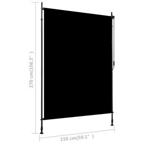 Rolgordijn voor buiten 150x270 cm antraciet  7