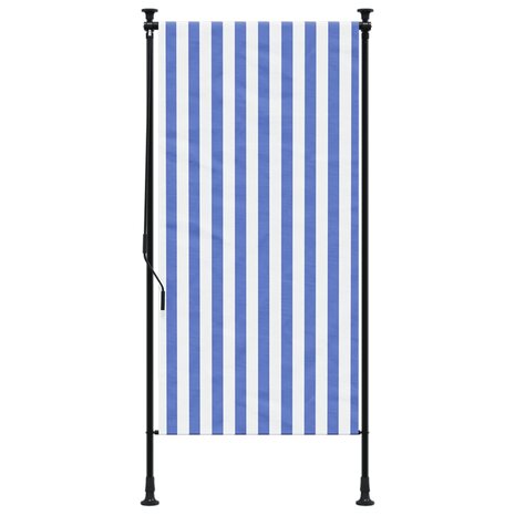 Rolgordijn voor buiten 100x270 cm stof en staal blauw en wit 3