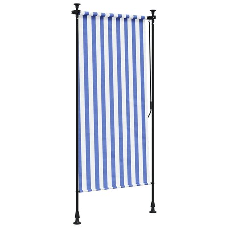 Rolgordijn voor buiten 100x270 cm stof en staal blauw en wit 5