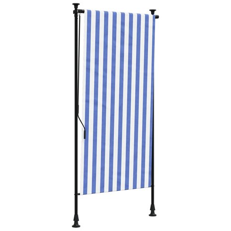Rolgordijn voor buiten 120x270 cm stof en staal blauw en wit 2