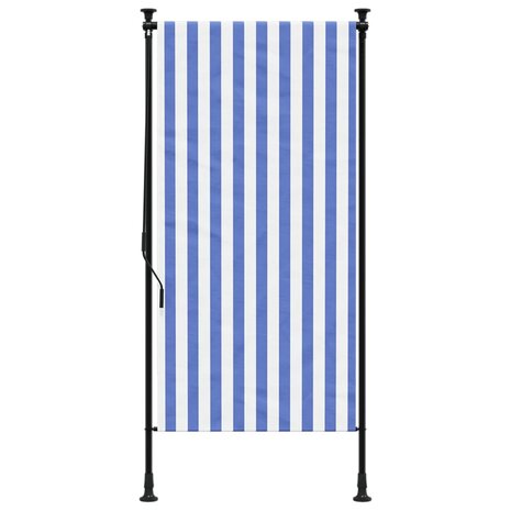 Rolgordijn voor buiten 120x270 cm stof en staal blauw en wit 3