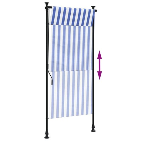 Rolgordijn voor buiten 120x270 cm stof en staal blauw en wit 6