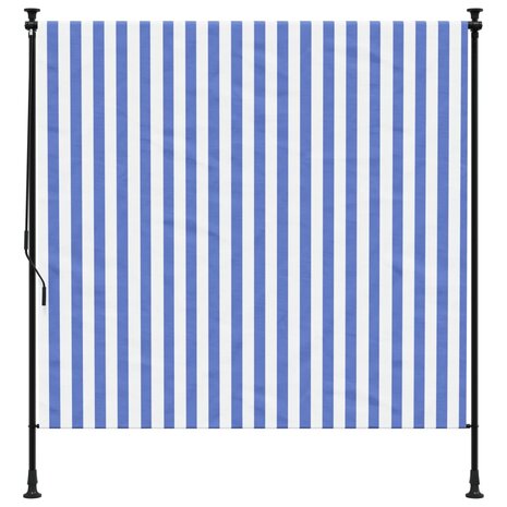 Rolgordijn voor buiten 150x270 cm stof en staal blauw en wit 3