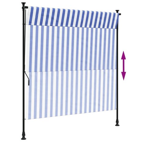 Rolgordijn voor buiten 150x270 cm stof en staal blauw en wit 6
