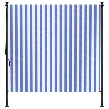 Rolgordijn voor buiten 200x270 cm stof en staal blauw en wit 3