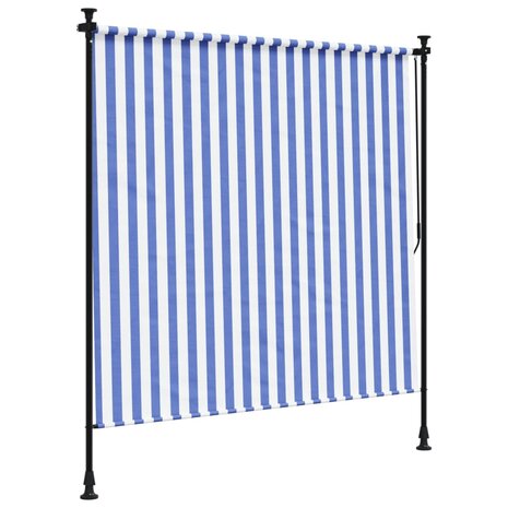 Rolgordijn voor buiten 200x270 cm stof en staal blauw en wit 5
