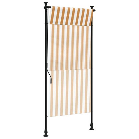 Rolgordijn voor buiten 100x270 cm stof en staal oranje en wit 6