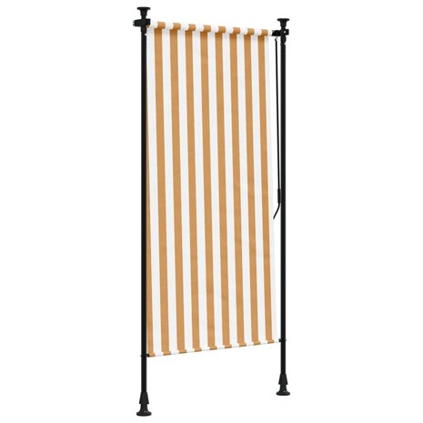 Rolgordijn voor buiten 120x270 cm stof en staal oranje en wit 5