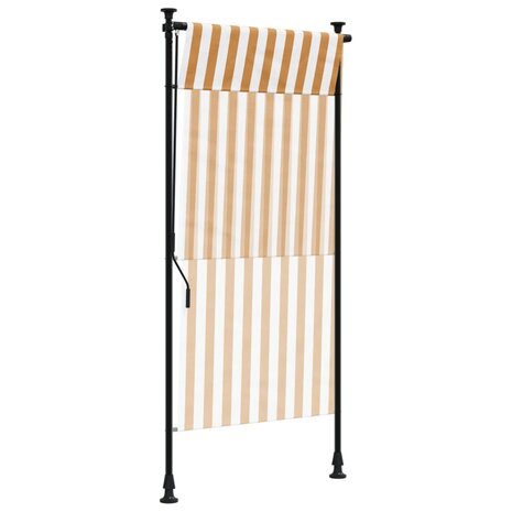Rolgordijn voor buiten 120x270 cm stof en staal oranje en wit 6