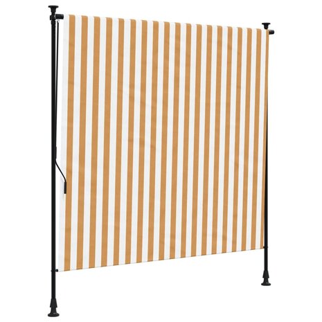 Rolgordijn voor buiten 150x270 cm stof en staal oranje en wit 2