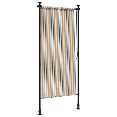 Rolgordijn voor buiten 120x270 cm stof en staal geel en wit 5