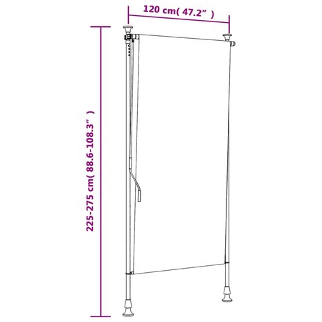 Rolgordijn voor buiten 120x270 cm stof en staal geel en wit 9