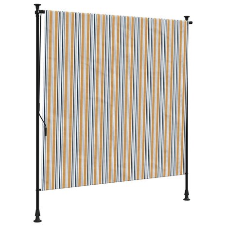 Rolgordijn voor buiten 150x270 cm stof en staal geel en wit 2