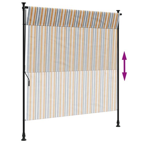Rolgordijn voor buiten 150x270 cm stof en staal geel en wit 6