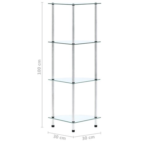 Kastje 4-laags 30x30x100 cm gehard glas transparant 6