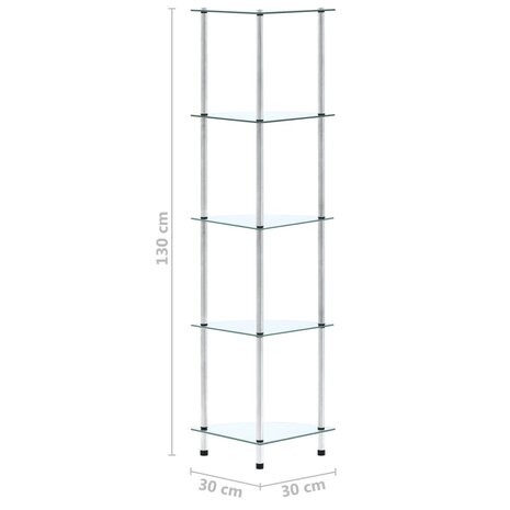 Kastje 5-laags 30x30x130 cm gehard glas transparant 6