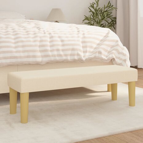 Bankje 100x30x30 cm stof crèmekleurig 1