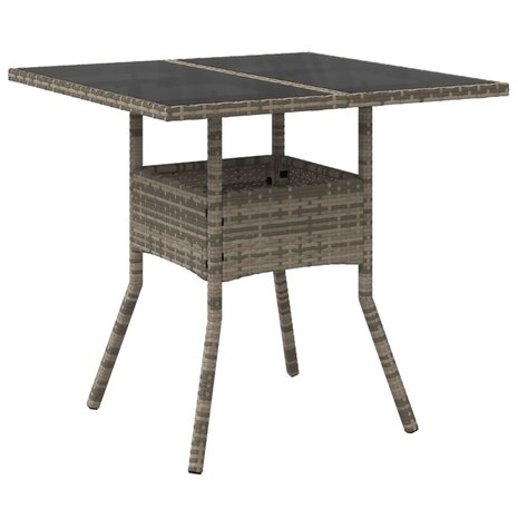 3-delige Tuinset met kussens poly rattan en glas grijs 4