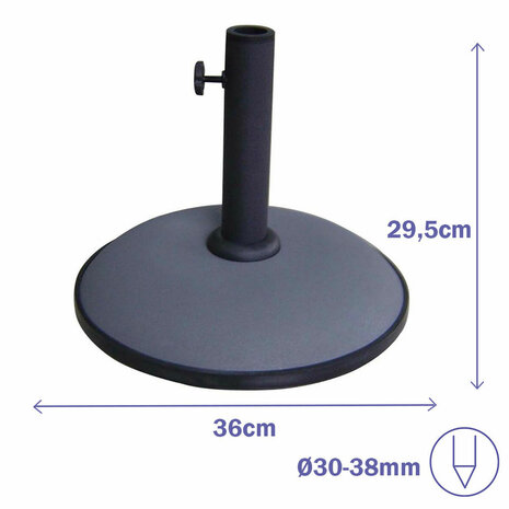 Marbueno Basis Parasol Rond Cement 36x29,5 cm 11KG Grijs Tuin, Zwembad, Terras 10442 2