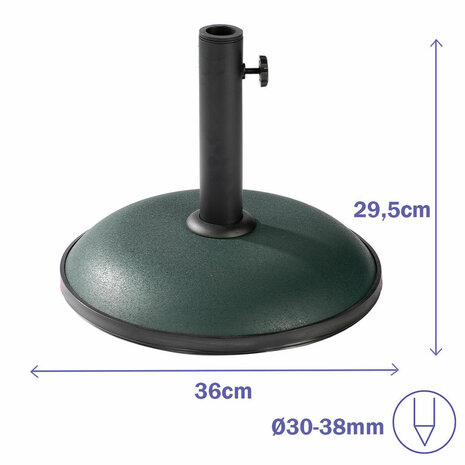 Marbueno Base Parasol Rond Cement 36x29,5 cm 11KG Groen Tuin, Zwembad, Terras 10443 2